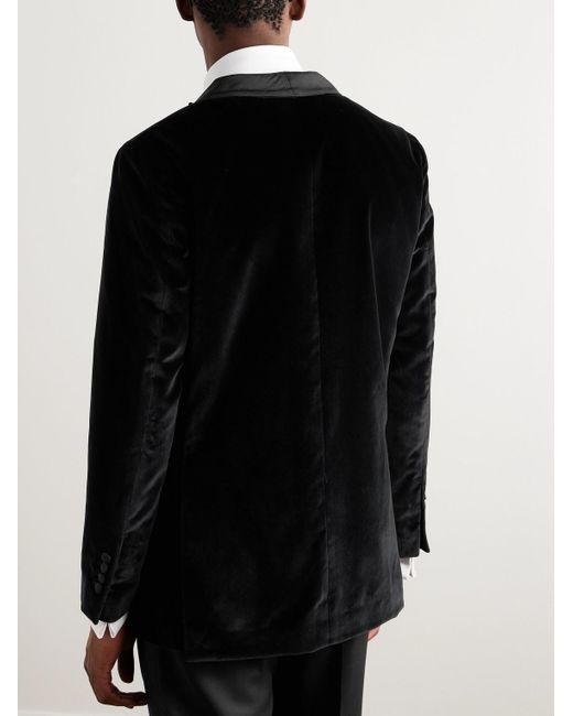 Rubinacci Black Slim-fit Shawl-collar Cotton-velvet Tuxedo Jacket for men