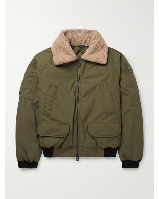 Canada Goose Green Chilliwack Recycled Wool-Blend Fleece And Shell Down Bomber Jacket for men