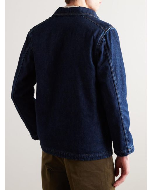 Drake's Blue Selvedge Denim Chore Jacket for men