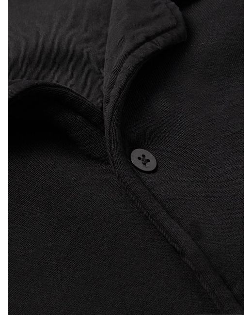 Les Tien Blue Camp-Collar Cotton-Fleece Overshirt for men