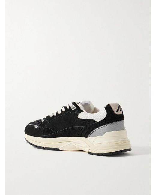 Autry Black Hyperway Leather-Trimmed Suede And Mesh Sneakers for men