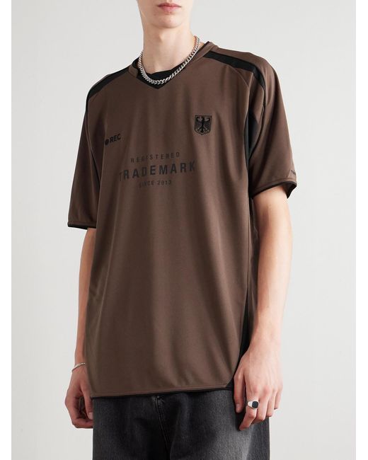 Vetements Brown Printed Embroidered Panelled Cotton-mesh T-shirt for men