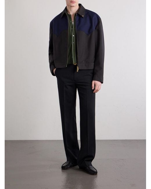 Versace Blue Wool And Mohair-blend Blouson Jacket for men