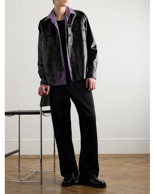 Marni Hemdjacke aus Glanzleder mit Logostickerei in Black für Herren