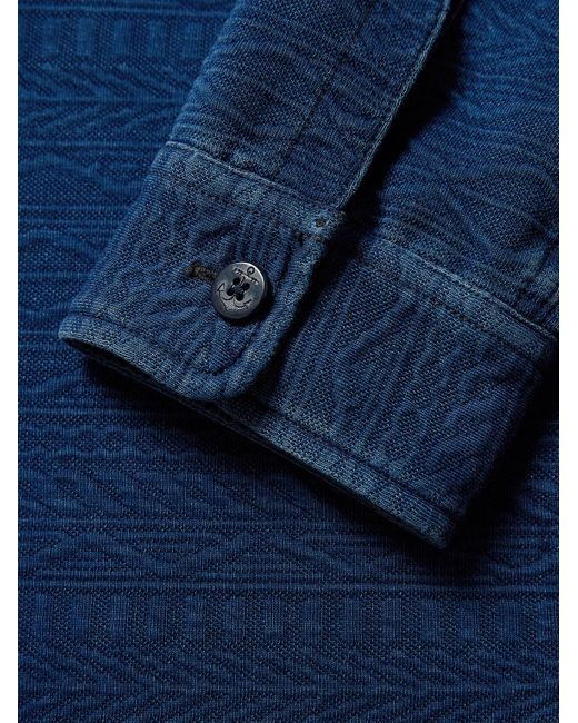 Overshirt in misto cotone jacquard Theo di RRL in Blue da Uomo