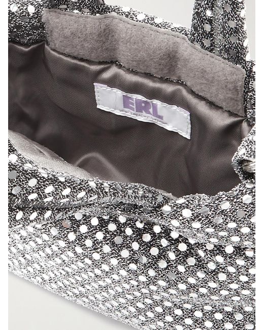 ERL Gray Logo-embroidered Sequinned Mesh Messenger Bag for men