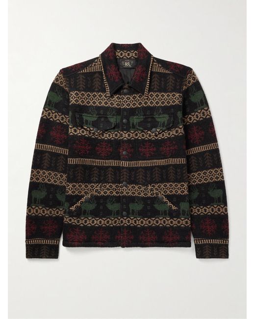 RRL Black Fair Isle Alpaca And Wool-blend Jacquard Overshirt for men