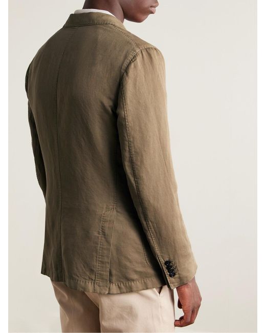 Boglioli Green K-jacket Unstructured Cotton And Linen-blend Blazer for men