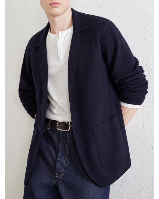 Paul Smith Blue Knitted Merino Wool Blazer for men
