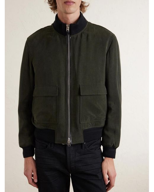 Tom Ford Black Gabardine Bomber Jacket for men