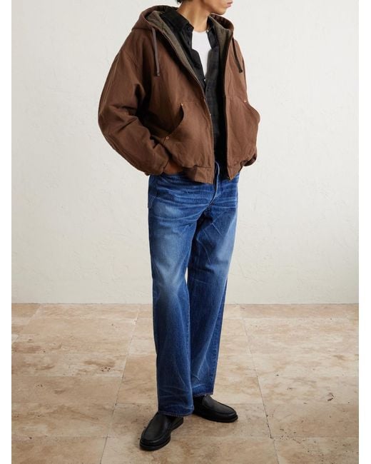 Kaptain Sunshine Brown Cotton And Hemp-Blend Canvas Hooded Jacket for men