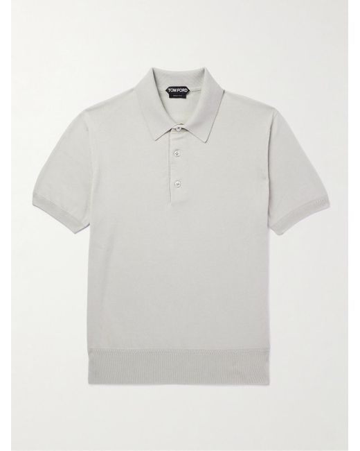 Tom Ford White Slim-fit Sea Island Cotton Polo Shirt for men