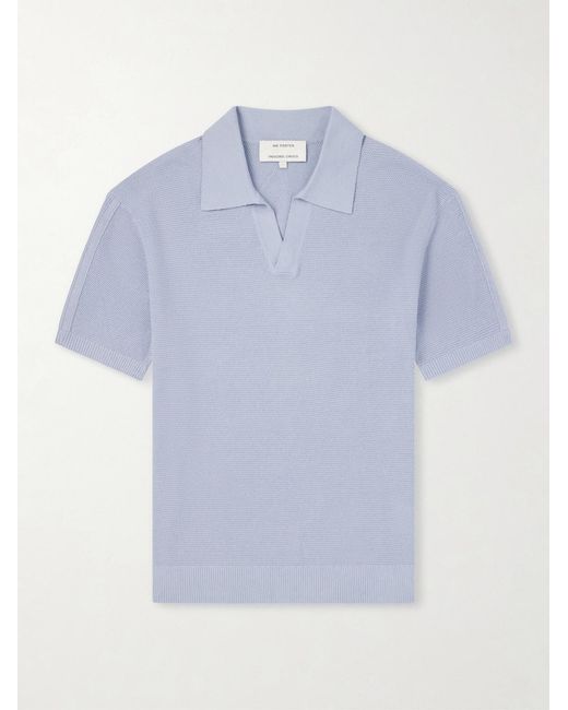 Frescobol Carioca Blue Rino Knitted Cotton Polo Shirt for men