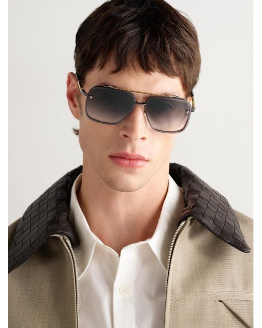 Dita Eyewear Gray Mach-Six Aviator-Style-Tone And Rhodium Sunglasses for men