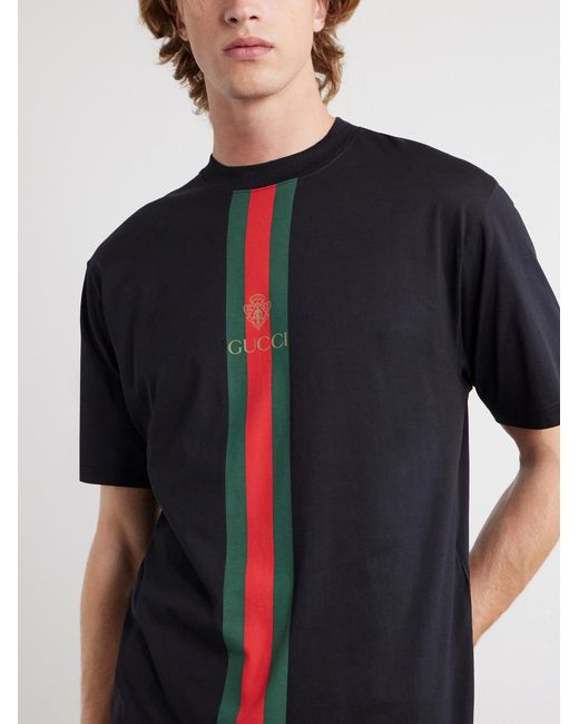 Gucci Blue Webbing-printed Cotton-jersey T-shirt for men
