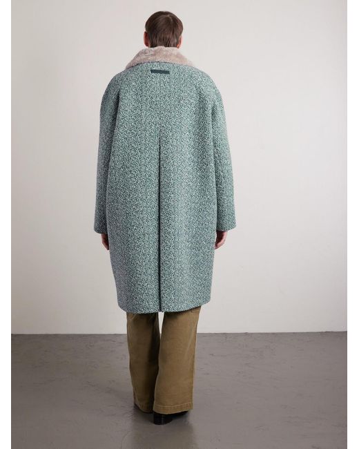 Zegna Blue Double-breasted Wool And Cashmere-blend Tweed Coat for men