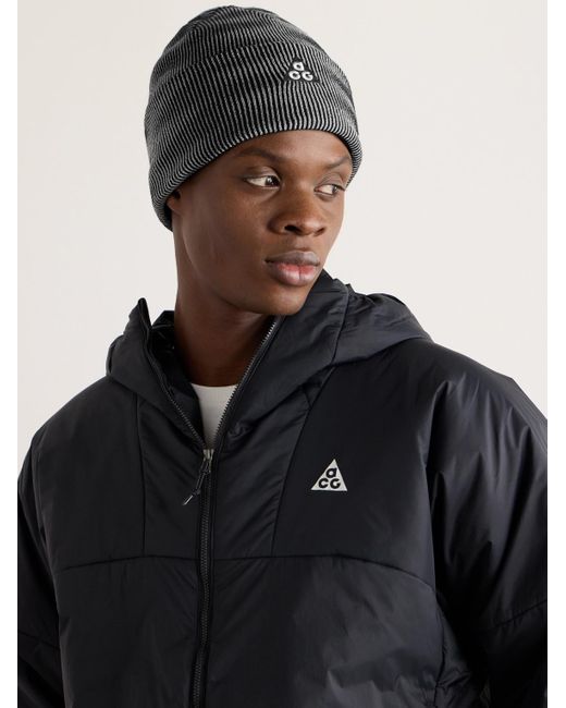 Nike Gray Acg Logo-embroidered Ribbed-knit Beanie for men