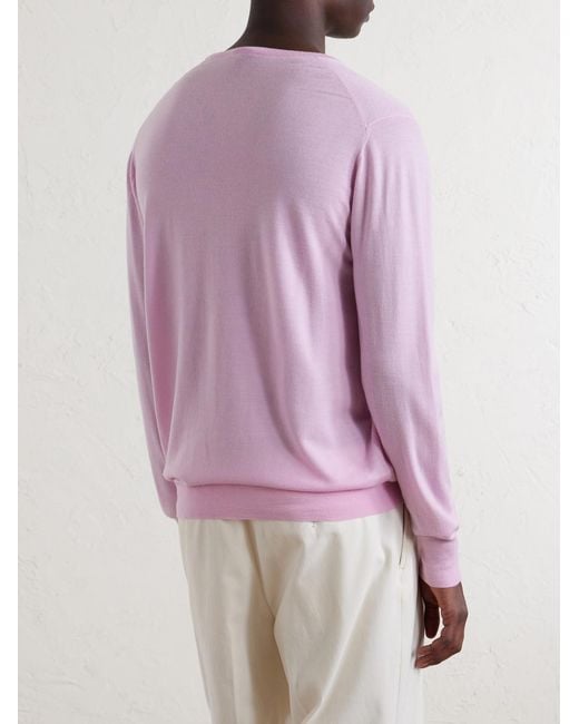 William Lockie Pink Merino Wool Sweater for men