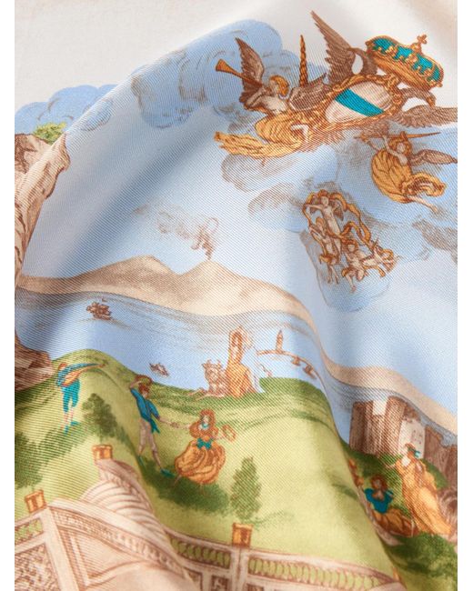 Rubinacci Green Oronomant Cuccagna Printed Silk-Twill Pocket Square for men