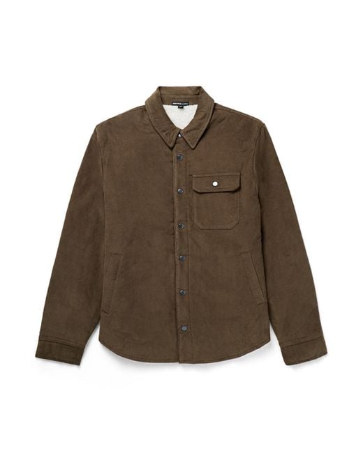 James Perse Brown Fleece-lined Cotton-blend Corduroy Shirt Jacket for men