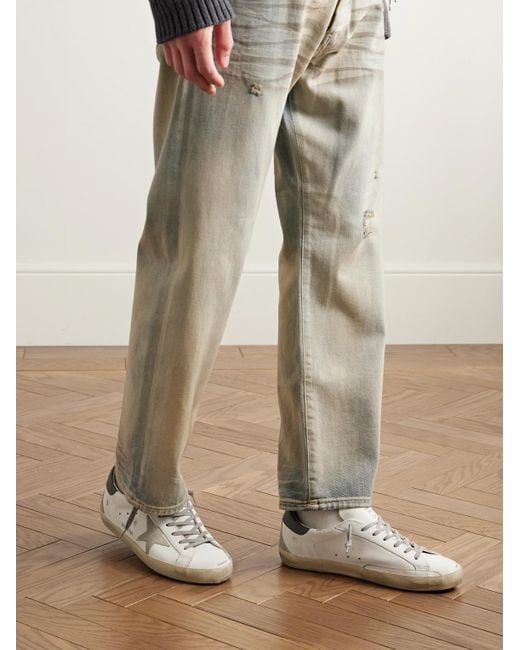Golden Goose Deluxe Brand Super-Star Sneakers aus Leder mit Velourslederbesatz in Distressed-Optik in White für Herren