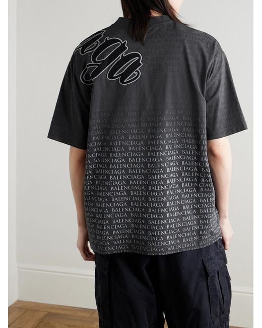 Balenciaga Black Logo-Appliquéd Printed Cotton-Jersey T-Shirt for men