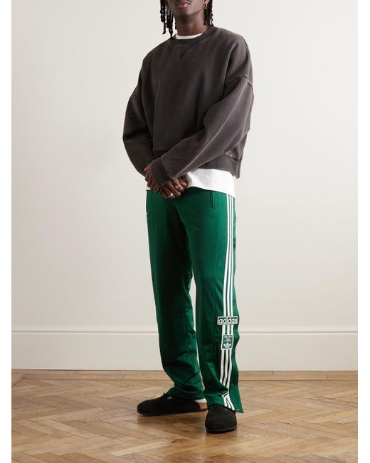 Adidas Originals Green Straight-leg Logo-embroidered Striped Jersey Sweatpants for men