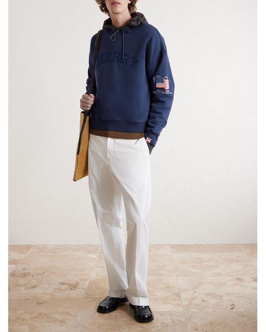CHERRY LA Blue America's Favorite Crewneck Logo-Print Embroidered Cotton-Jersey Sweatshirt for men