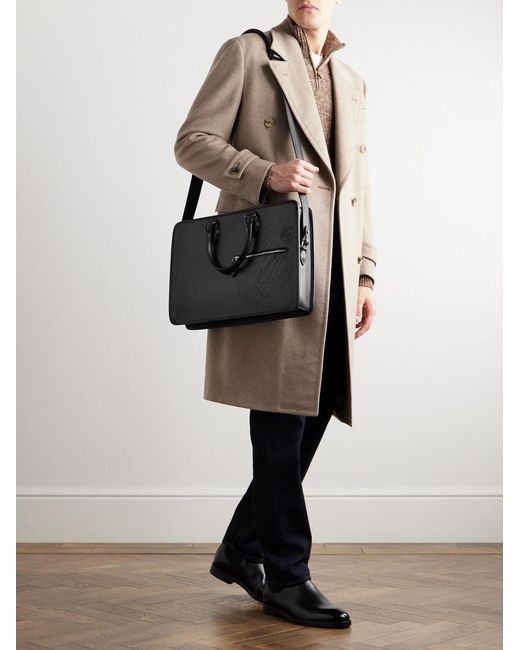 Berluti Black 1 Jour Neo Scritto Venezia Leather Briefcase for men