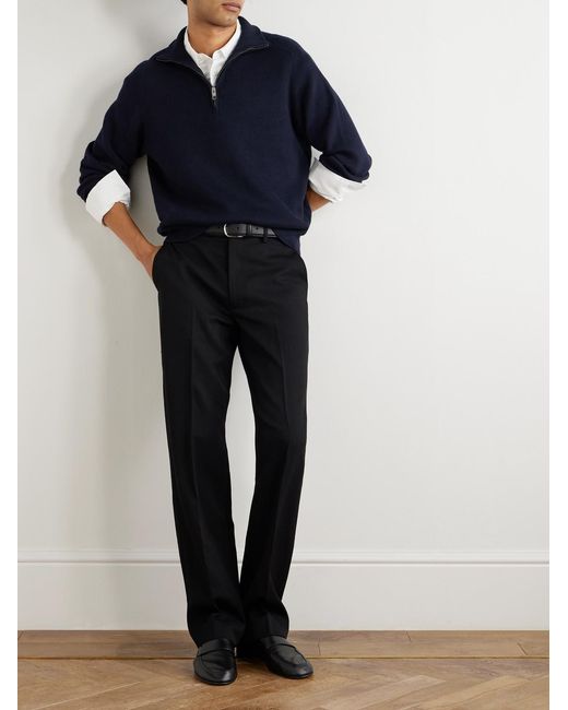 Nili Lotan Blue Nathaniel Cotton And Cashmere-Blend Half-Zip Sweater for men