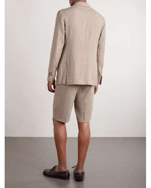 De Petrillo Natural Linen Single-breasted Suit Jacket for men