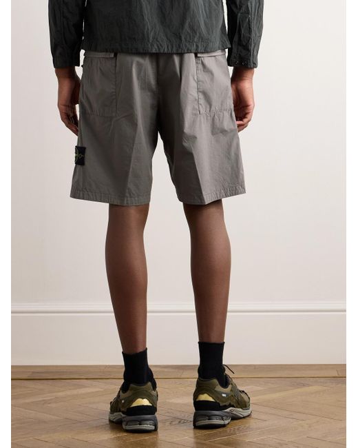 Stone Island Gray Straight-leg Logo-appliquéd Stretch-cotton Bermuda Shorts for men
