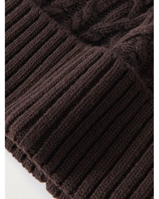 Mr P. Black Cable-knit Wool Beanie for men