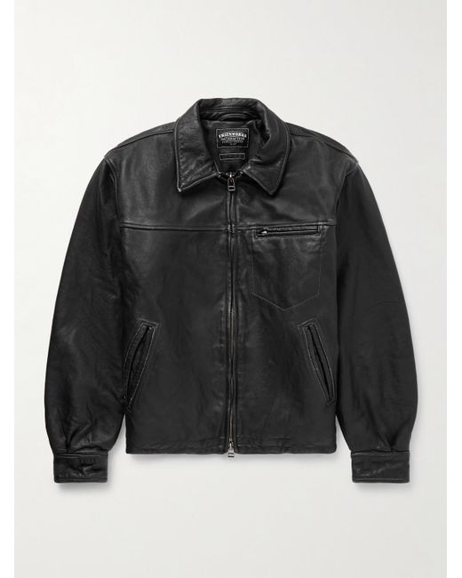 FRIZMWORKS Black Distressed Leather Jacket for men