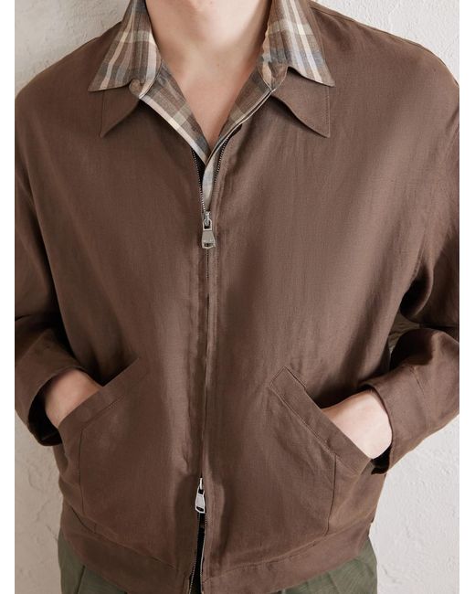 Valstar Brown Stan Linen Bomber Jacket for men