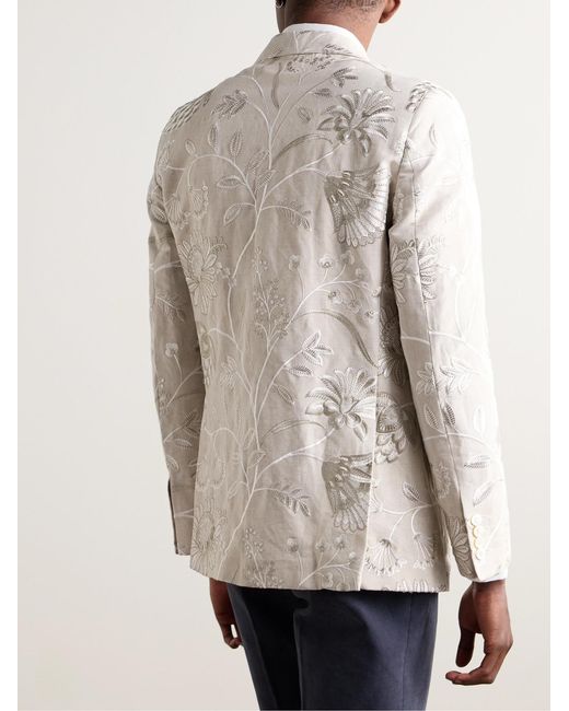 Favourbrook Natural Newport Embroidered Linen And Cotton-Blend Tuxedo Jacket for men
