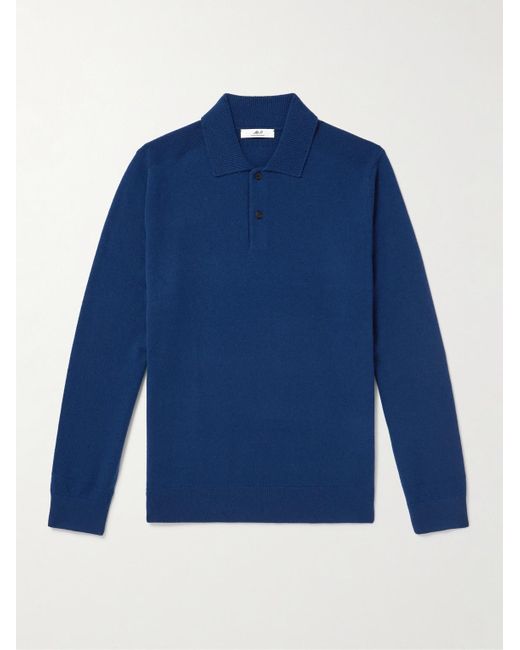 Mr P. Blue Wool And Cashmere-blend Polo Shirt for men