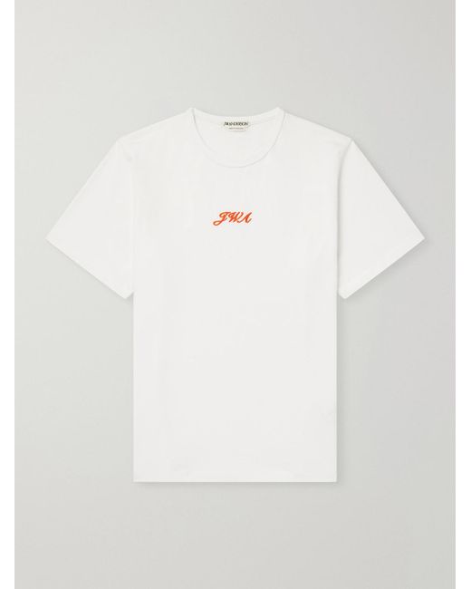 J.W. Anderson White Logo-Embroidered Cotton-Jersey T-Shirt for men