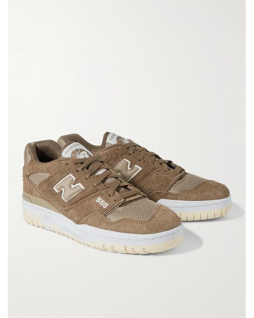 New Balance Brown 550 Leather-trimmed Suede And Mesh Sneakers for men