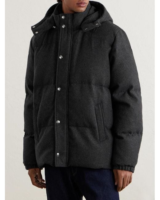 Mr P. Black Quilted Flannel Down Jacket for men