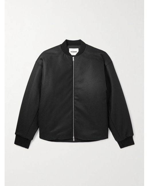 Jil Sander Black Padded Wool-Felt Bomber Jacket for men