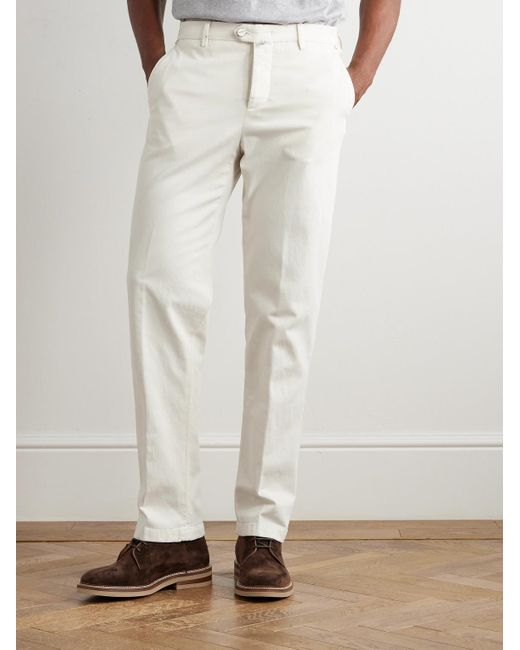 Kiton Schmal zulaufende Hose aus Twill aus einer Lyocell-Mischung in White für Herren