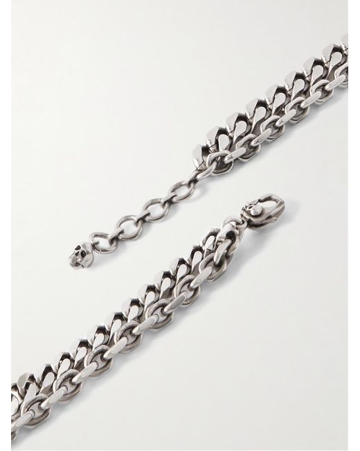 Alexander McQueen Metallic Skull Silver-tone And Faux Pearl Chain Necklace for men