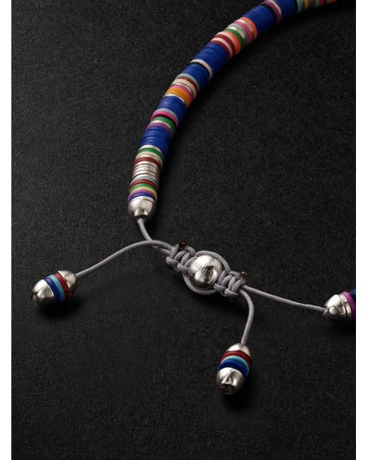 Malli Sterling And Cord Beaded Bracelet di MAOR in Black da Uomo