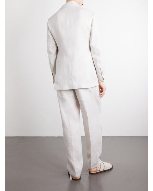 Brunello Cucinelli White Linen-Twill Suit Jacket for men