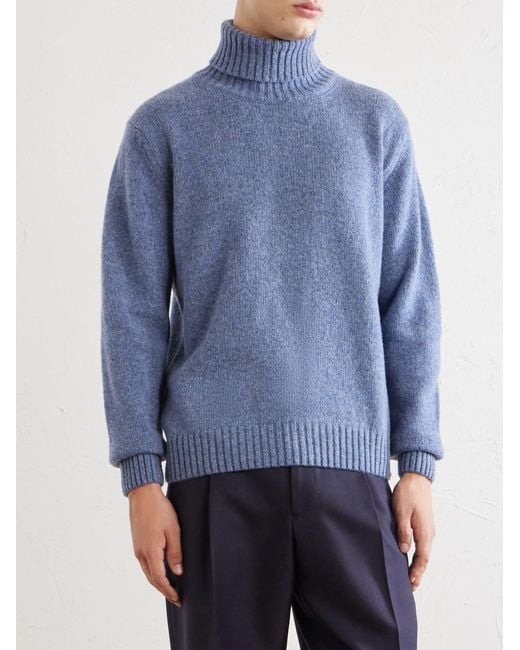 Caruso Blue Wool Rollneck Sweater for men