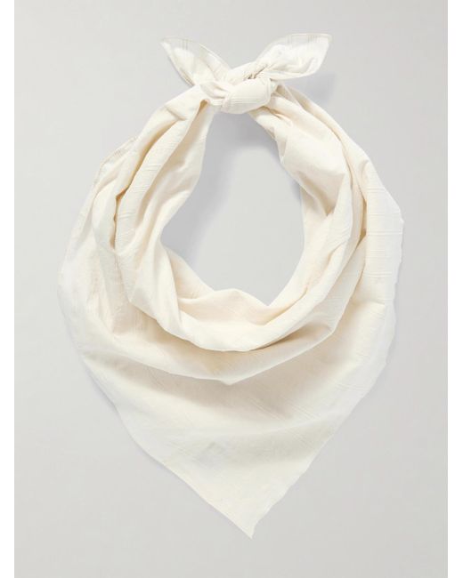 Miles Leon Natural Brazee Striped Tumbled Cotton And Linen-blend Bandana for men