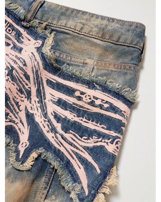 Acne Blue Porgata Wide-Leg Appliquéd Distressed Panelled Jeans for men