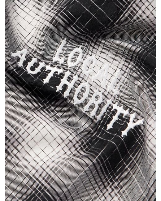 Local Authority Razor Wave Hemd aus kariertem Baumwollflanell mit Logostickerei in Gray für Herren