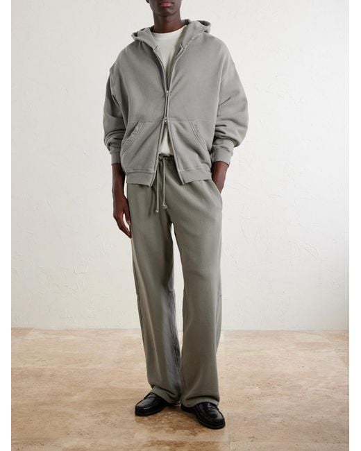 CHERRY LA Gray Distressed Cotton-Fleece Zip-Up Hoodies for men